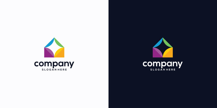 creative home logo colorfull technology