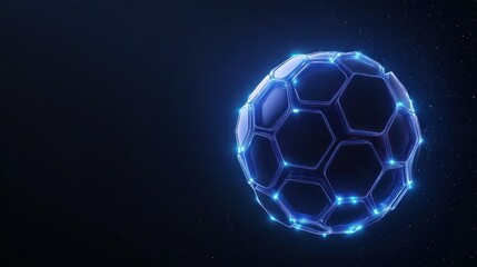 Fototapeta premium Futuristic hexagonal sphere with glowing edges in dark space.