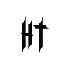 HT monogram logo design letter text name symbol monochrome logotype alphabet character simple logo