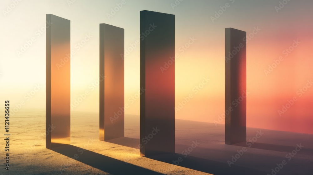 Poster abstract geometric structure surrounded by soft color gradients