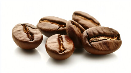 Obraz premium a pile of fresh coffee beans lying on a light background