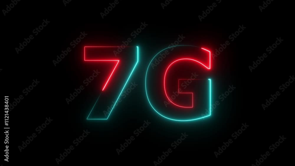 Aufkleber 7g network digital concept. 7g high speed internet network communication technology animation.