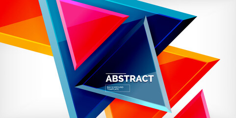 Abstract background - colorful triangles with 3d effect. Vector Illustration For Wallpaper, Banner, Background, Card, Book Illustration, landing page