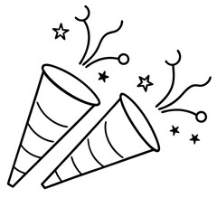 popper confetti icon design. party element sign and symbol. festival decoration. Pro Vector line art icon sign silhouette illustration on white background