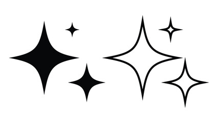 Shine and sparkle stars icon on light background. Clean symbol. Bright, star, lightning, astronomy, glowing light, twinkle effect. Flat design. Vector illustration.