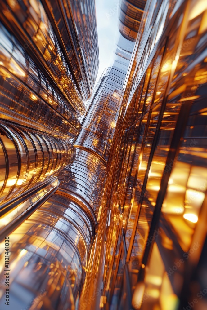 Poster Mesmerizing Abstract Metallic Patterns in Warm Tones