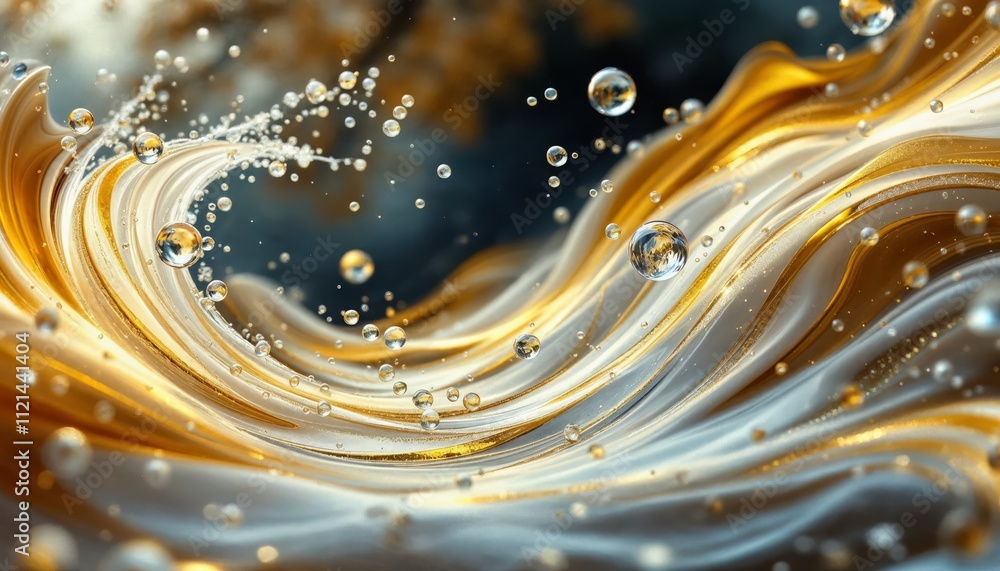 Poster captivating waves of golden liquid abstract art fluid dynamics close-up visual harmony