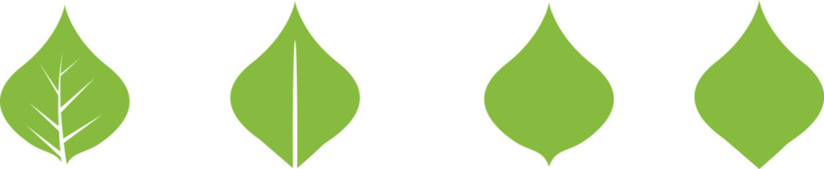Set of green leaf icons. Leaf Shapes Collection ecology nature element eco, bio, Environment, vegan labels flat vector. Trees and plants Leaves isolated on transparent background.
