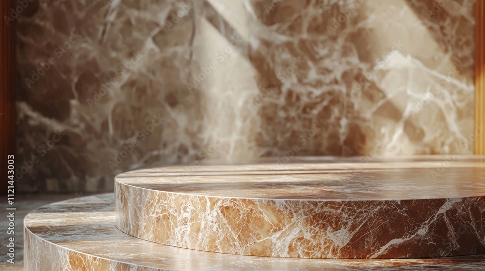 Poster Rich layers of mocha mousse elegantly presented on a sleek marble tabletop, illuminated by soft afternoon sunlight, creating a luxurious atmosphere