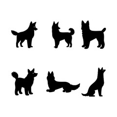 Silhouette vector illustration design of Dogs in Various Poses