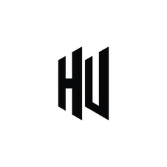HU monogram logo design letter text name symbol monochrome logotype alphabet character simple logo
