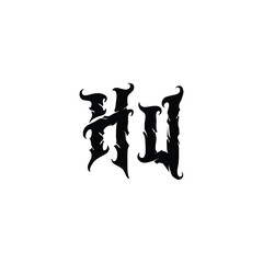 HU monogram logo design letter text name symbol monochrome logotype alphabet character simple logo