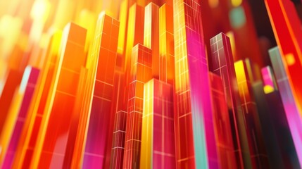 Obraz premium Vibrant Abstract Light Patterns with Tall Colorful Shapes