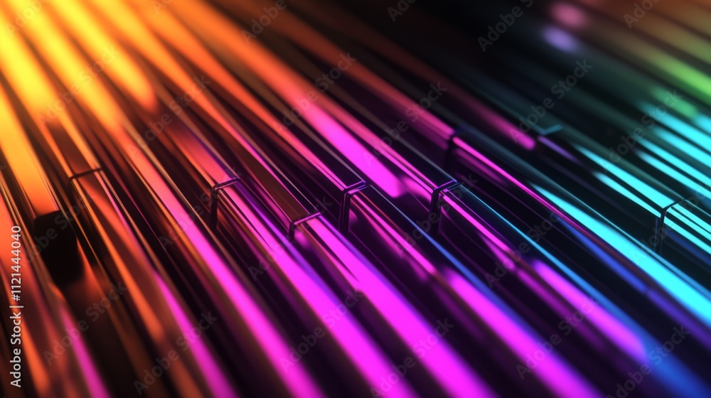 Poster vibrant abstract background with colorful metallic stripes and reflections