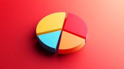 Fototapeta premium Colorful Pie Chart Displaying Four Segments on Gradient Background