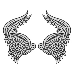 Obraz premium Angelic Wings: A Pair of Grey Detailed Wings Generative Al.