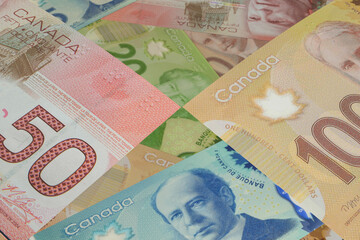 Canadian dollar banknotes. Foreign exchange market. Financial concept