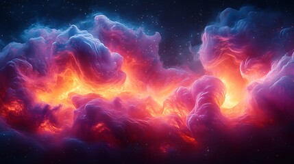 Fototapeta premium Dynamic 3D cartoon render of colorful swirling clouds with vivid textures against a dark contrasting black backdrop