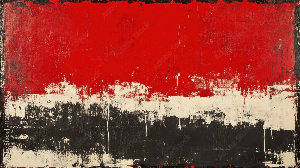 Poster abstract red and black grunge texture with distressed splashes and faded edges for a bold, moody bac