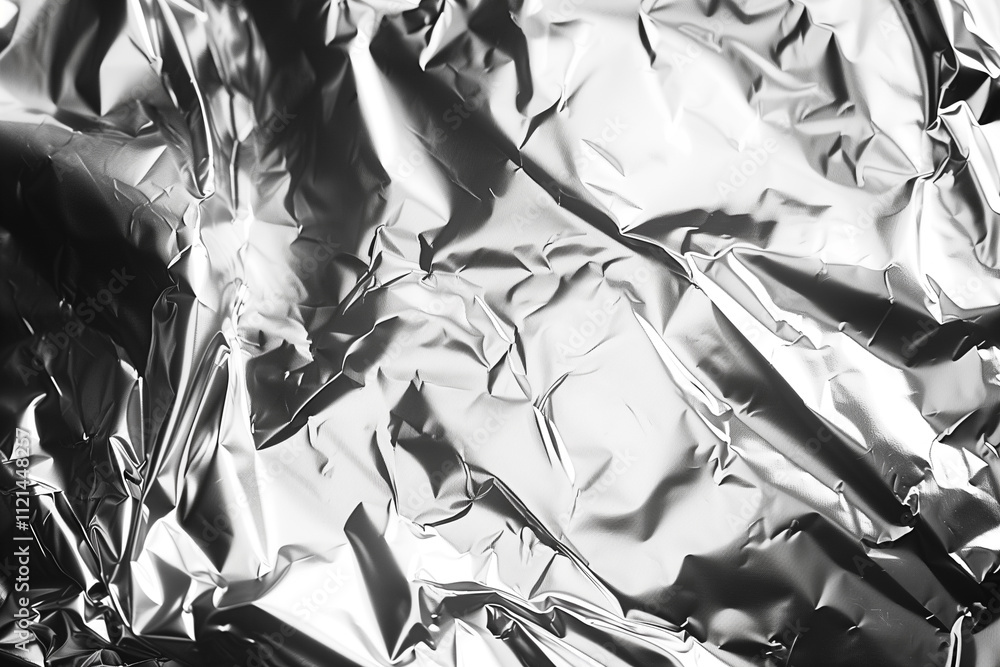 Poster foil paper with intricate crinkles, showcasing the sharp contrasts between light and shadow.