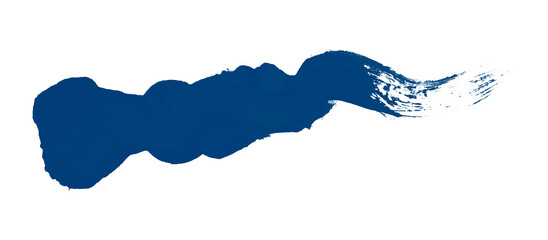 Isolated blue brush stroke on transparent background.