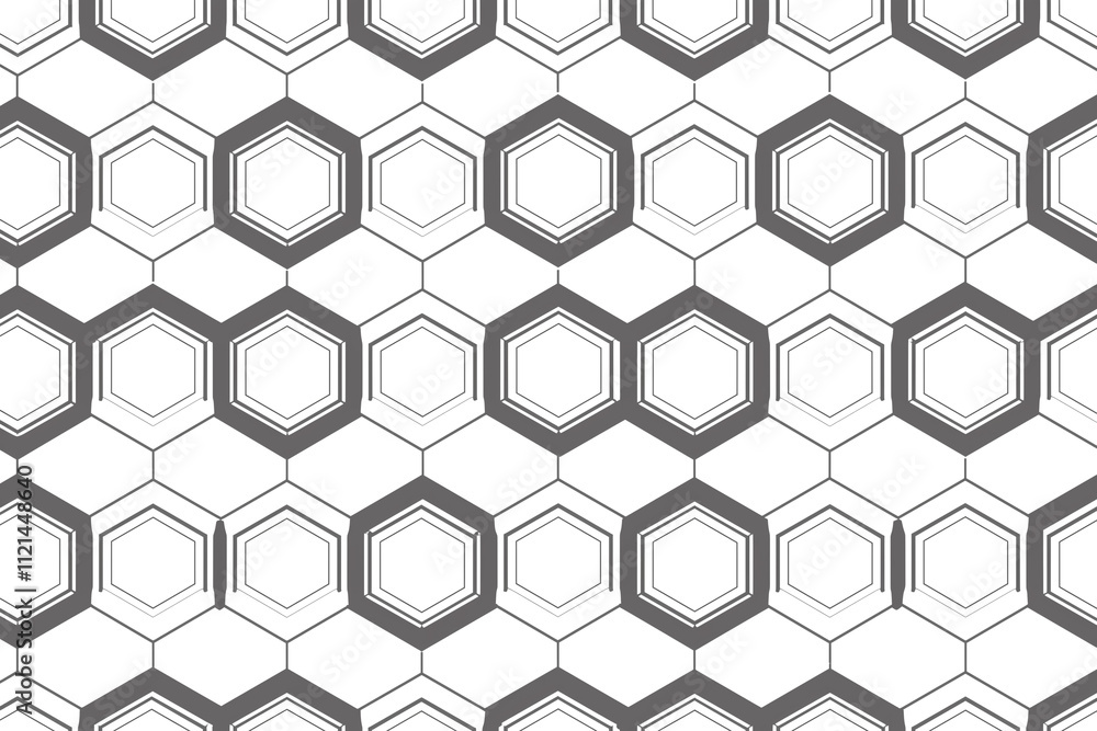Aufkleber hexagonal outlines in a monochromatic palette, arranged in a repeating pattern.