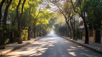 Serene Morning Street in Mexico City