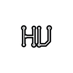 HU monogram logo design letter text name symbol monochrome logotype alphabet character simple logo