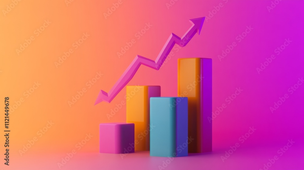 Poster colorful graphical representation of growth and progress in business
