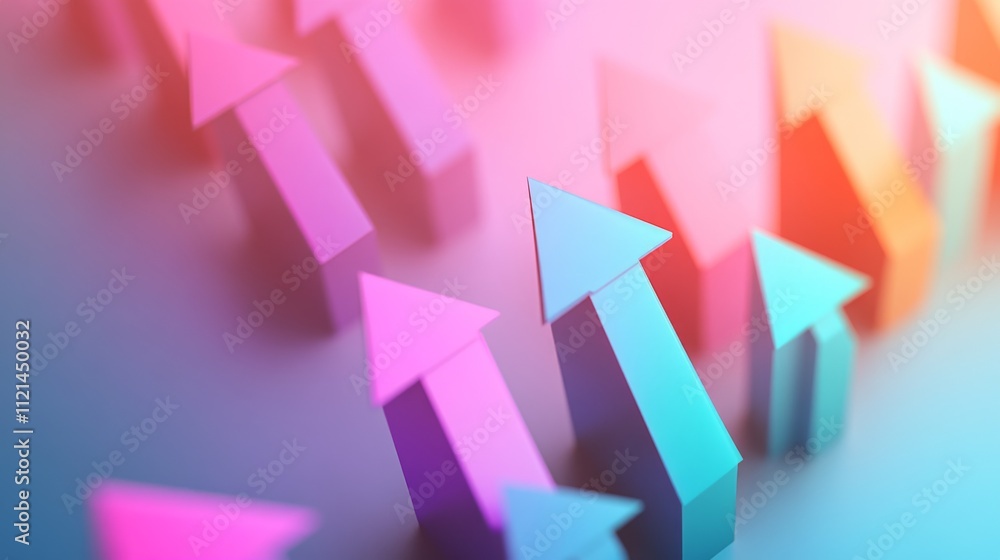 Poster Abstract Colorful Arrows Pointing Upward for Growth and Progress