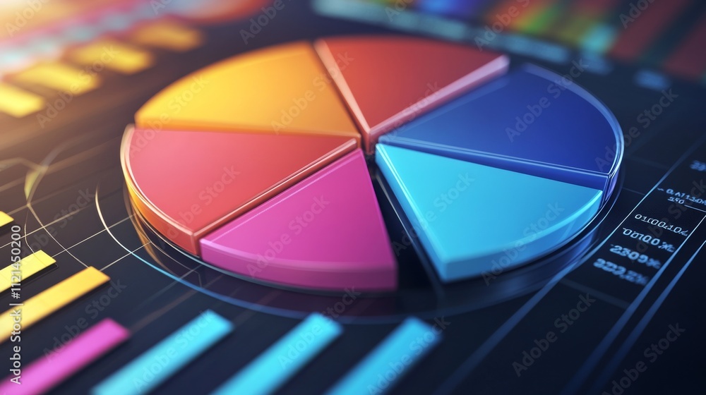Fototapete Colorful Circular Chart with Data Visualizations and Graphs