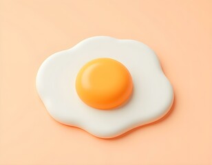 egg fried 3d render icon isolated on transparent background cutout, capturing a fried egg with a rich golden yolk and a soft, fluffy white, with gentle highlights reflecting off the surface ia
