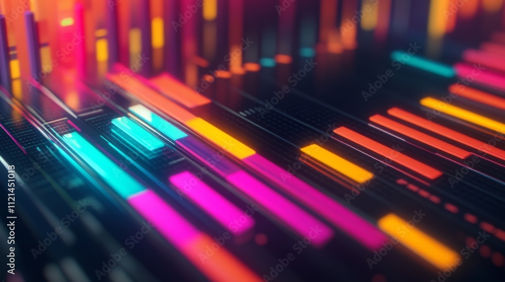 Poster abstract digital visualization of colorful data flow and patterns