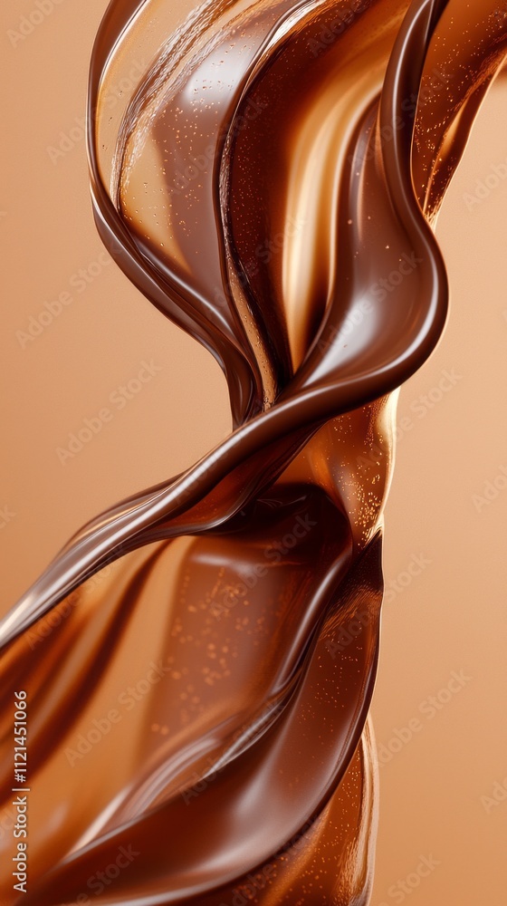 Poster warm mocha mousse fluidly cascades in elegant waves, reflecting light and creating a visually entici