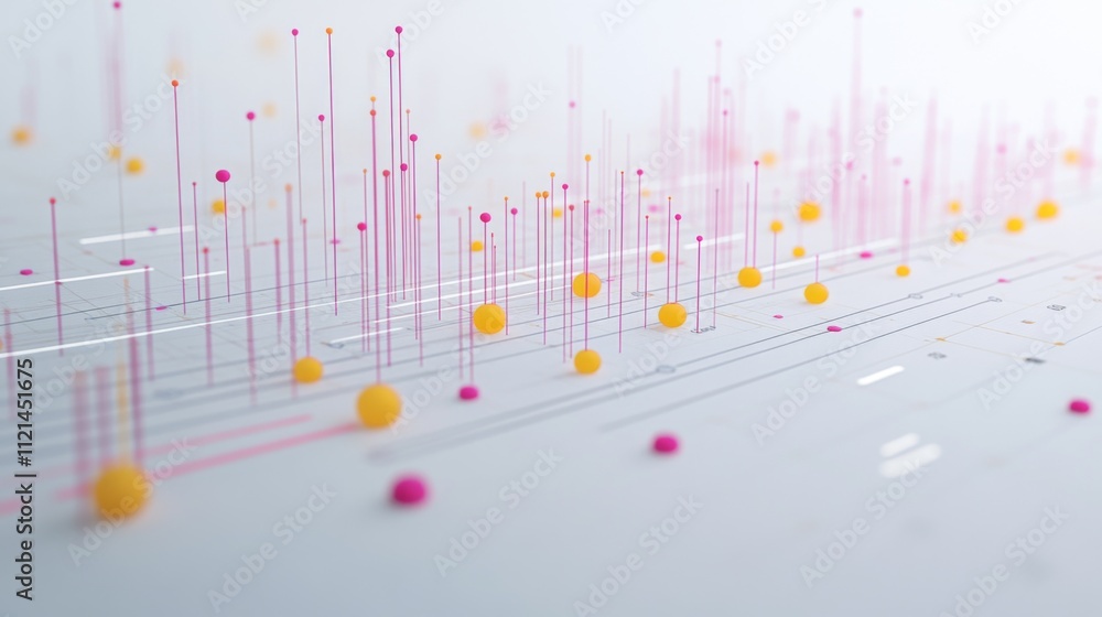Poster abstract data visualization with colorful dots and lines design