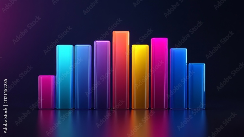 Poster colorful bar graph displaying data insights in modern style