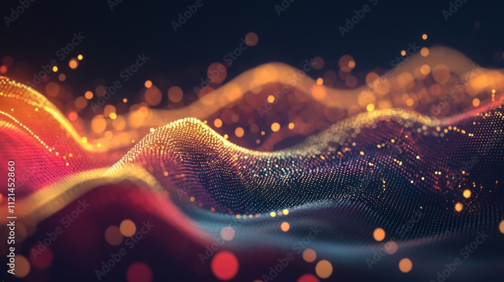 Leinwandbilder abstract colorful waves with glowing particles in a dynamic flow