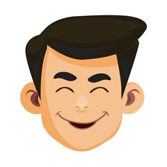 vector illustration of a cheerful male face with a smiling expression. 