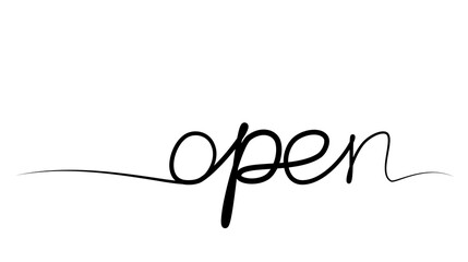 continuous drawing of the word open in one line. vector