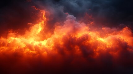 A burst of dramatic red and orange swirling clouds in a dynamic 3D render on a pure black background