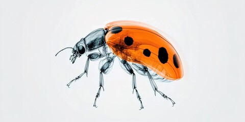 Fototapeta premium 3D render of a ladybug X-ray on a white background