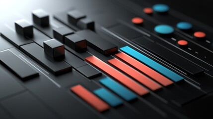 Abstract Data Visualization with Geometric Shapes and Vibrant Colors