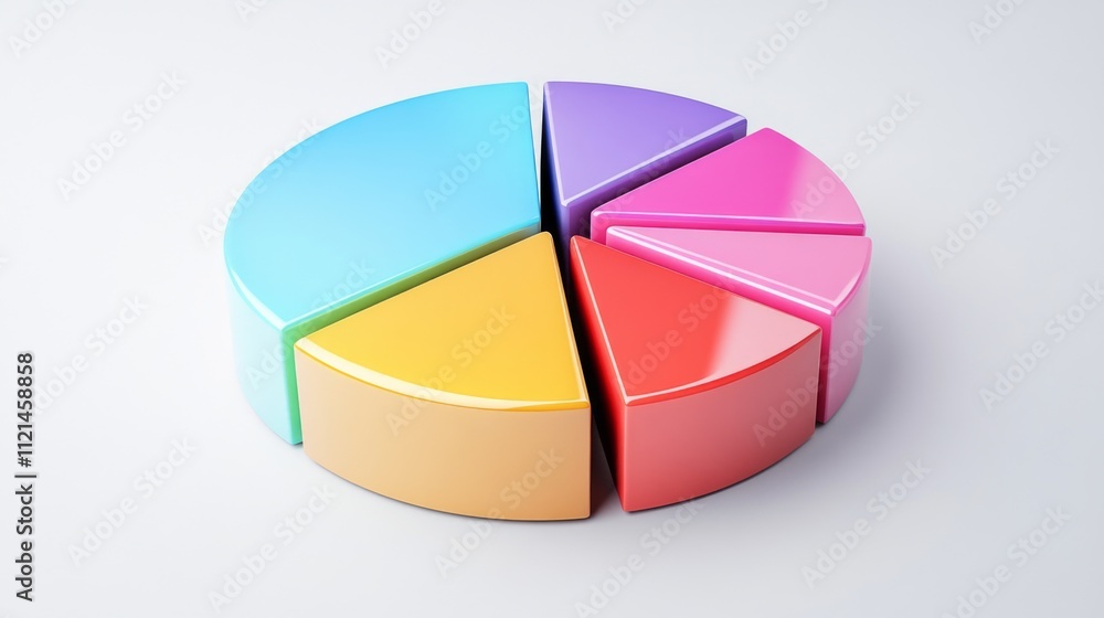 Poster colorful 3d pie chart illustration representing data segmentation
