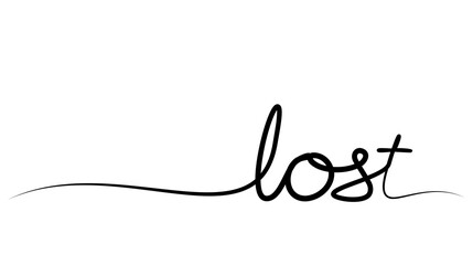 continuous drawing of the word lost in one line. vector