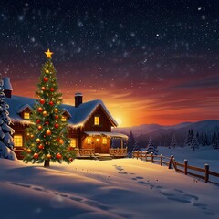 Fototapeta premium Christmas tree in the house