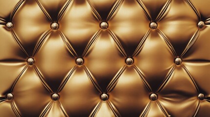 Fototapeta premium Gold leather surface with intricate rhombic stitching and a rich padded look, ideal for elegant themes