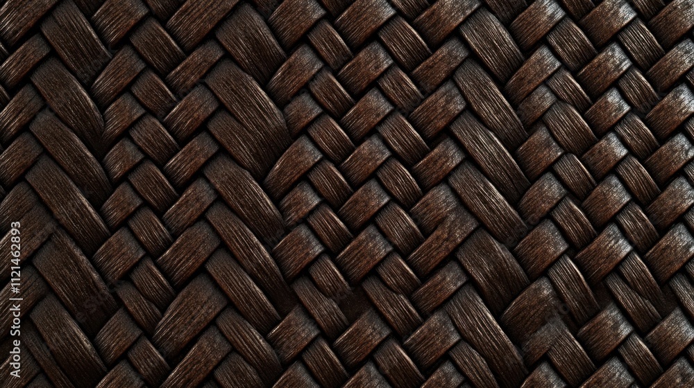 Aufkleber herringbone patterned dark wood texture with deep grains and a sleek matte finish for elegant design