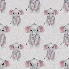 Watercolor elephants playfully illustrated on a soft background