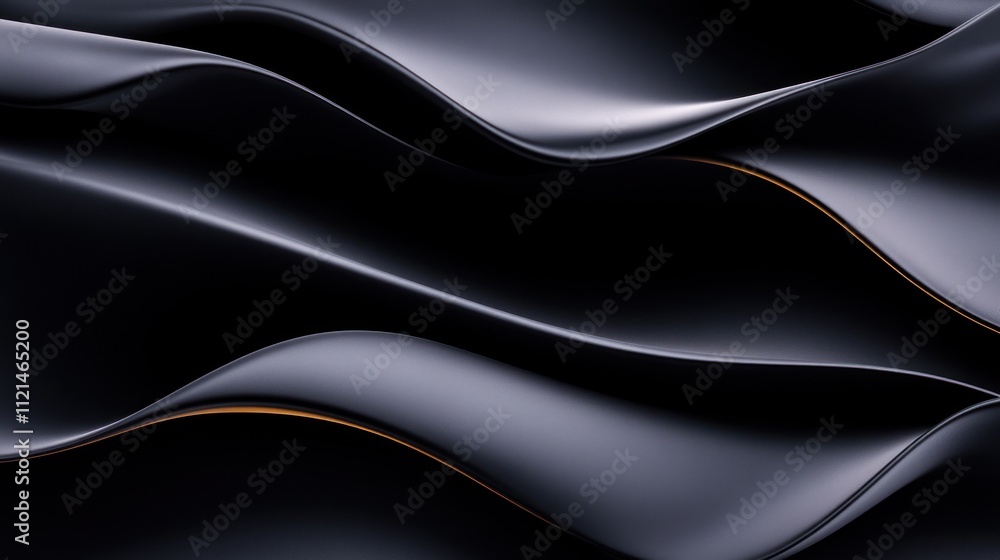 Poster abstract waves of dark material with subtle highlights and curves.