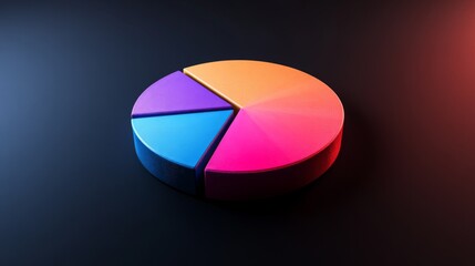 Obraz premium Colorful Pie Chart Representation on Dark Background for Data Analysis